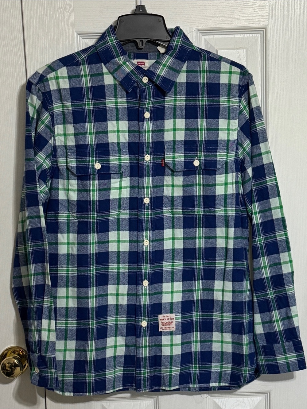 Levi's Blue, Navy & Green Plaid Button-Down Shirt